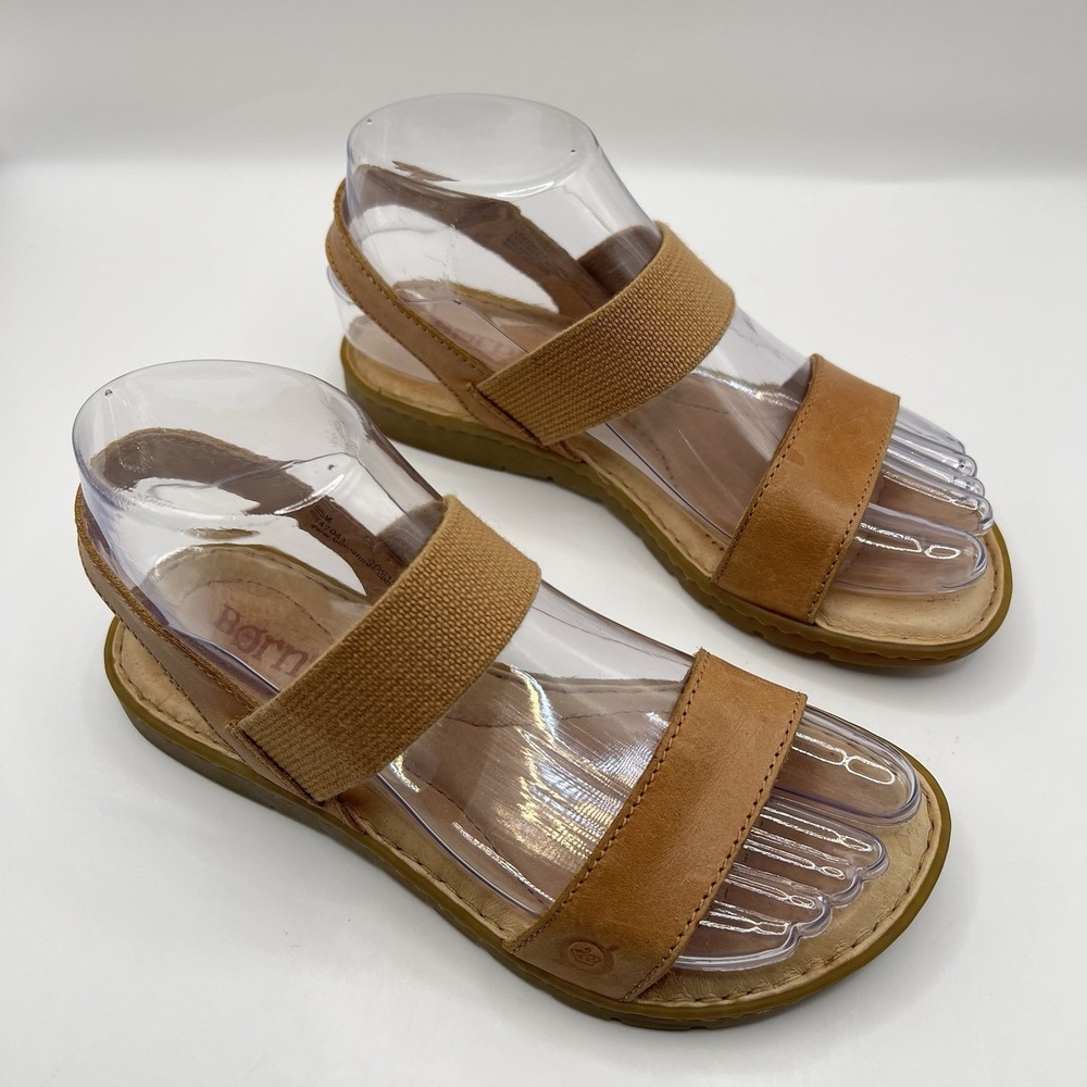 Born Parson Sandal Leather Fabric 5M Light Brown Comfort Boho Festival Indie